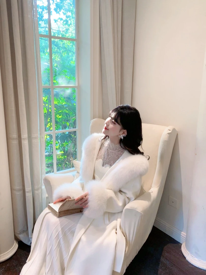 【白月光】2024秋冬新款双面呢大衣外套长款宽松显瘦狐狸毛