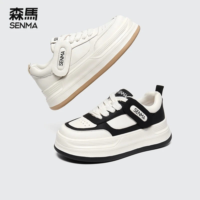 SENMA/森马透气休闲鞋女款春夏新款时尚百搭小白鞋厚底网红潮板鞋
