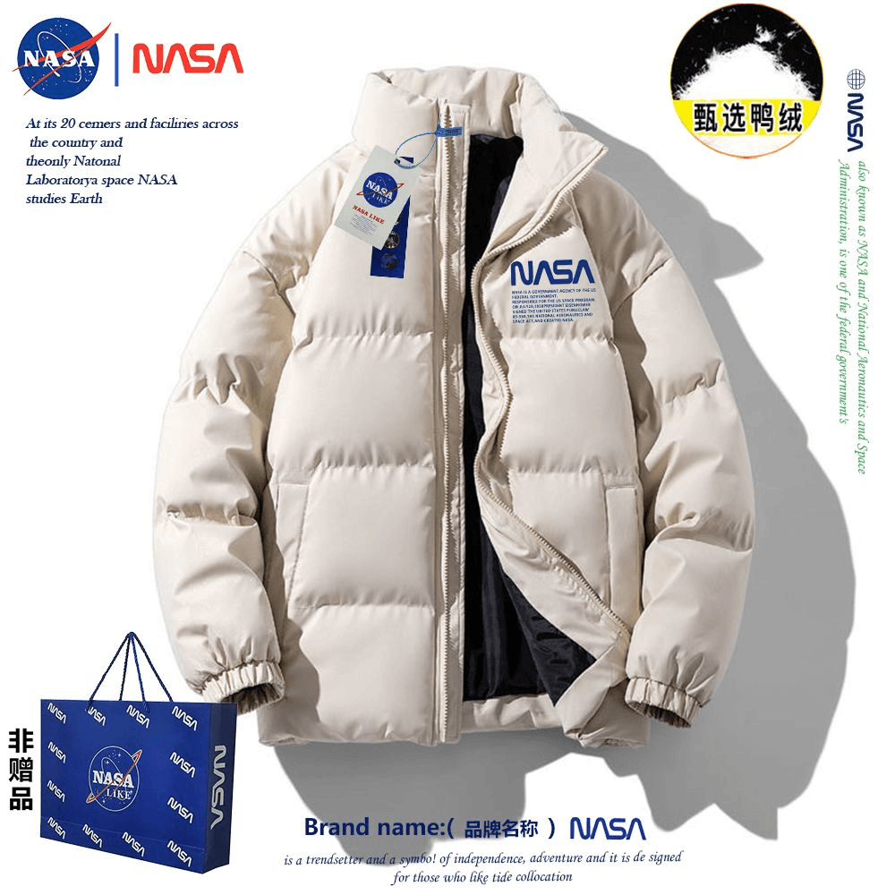 NASA联名冬季加厚棉外套立领宽松面包服港风情侣休闲百搭羽绒服