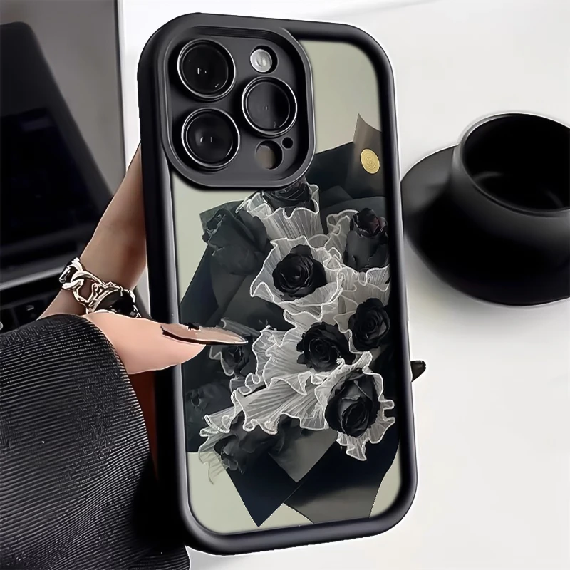 暗黑玫瑰iphone15promax手机壳苹果15手机壳全包12/11硅胶x高级感