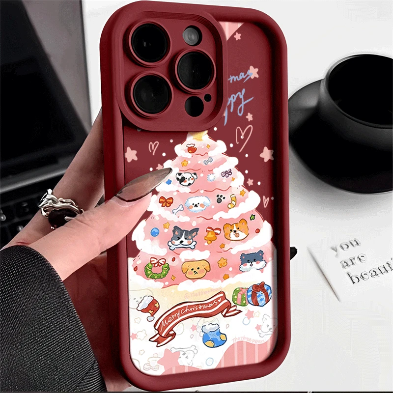 小狗圣诞树苹果15手机壳iPhone14promax高级13pro防摔12可爱全包x