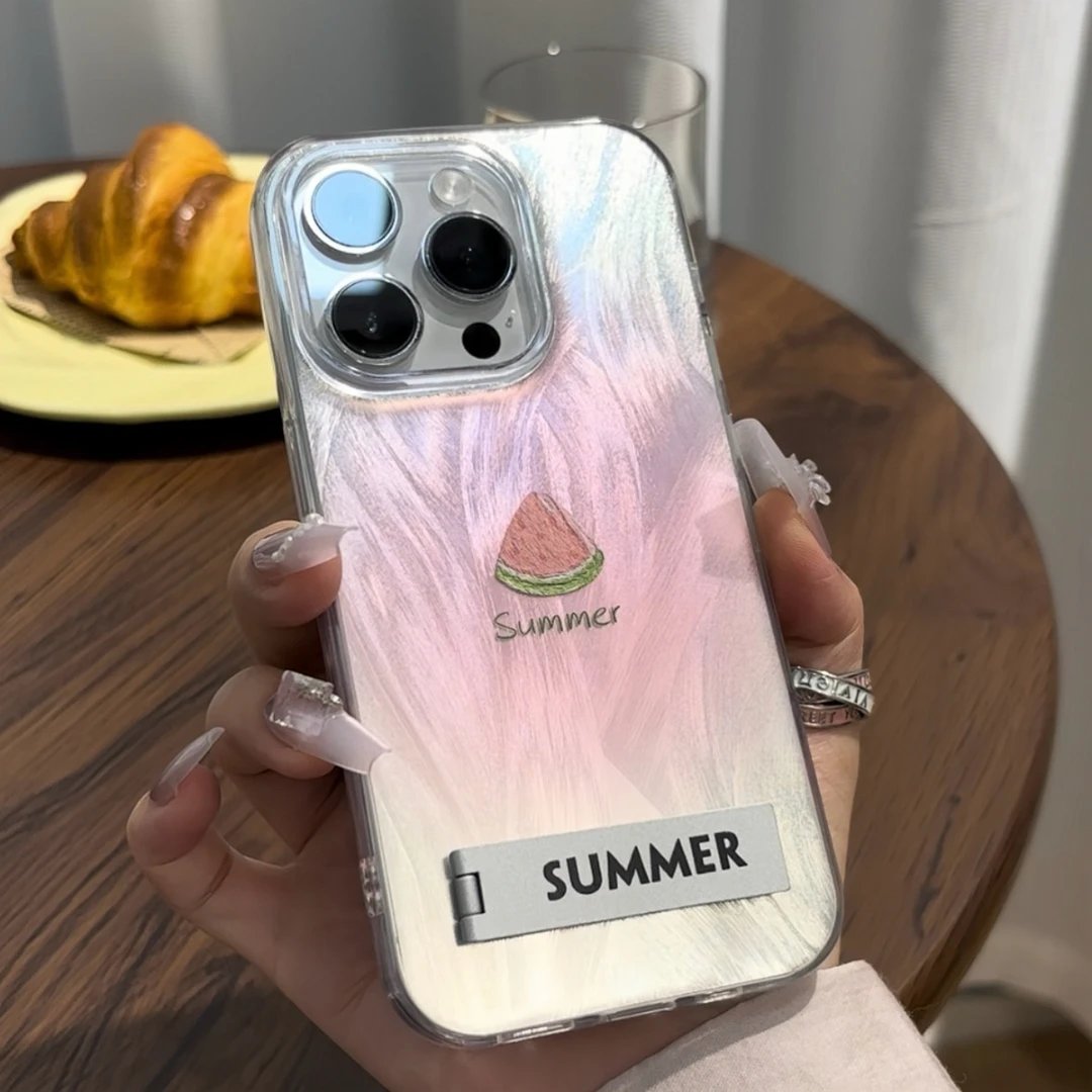 夏日西瓜支架适用苹果15新款13手机壳小米14华为mate60pro羽纱IMD