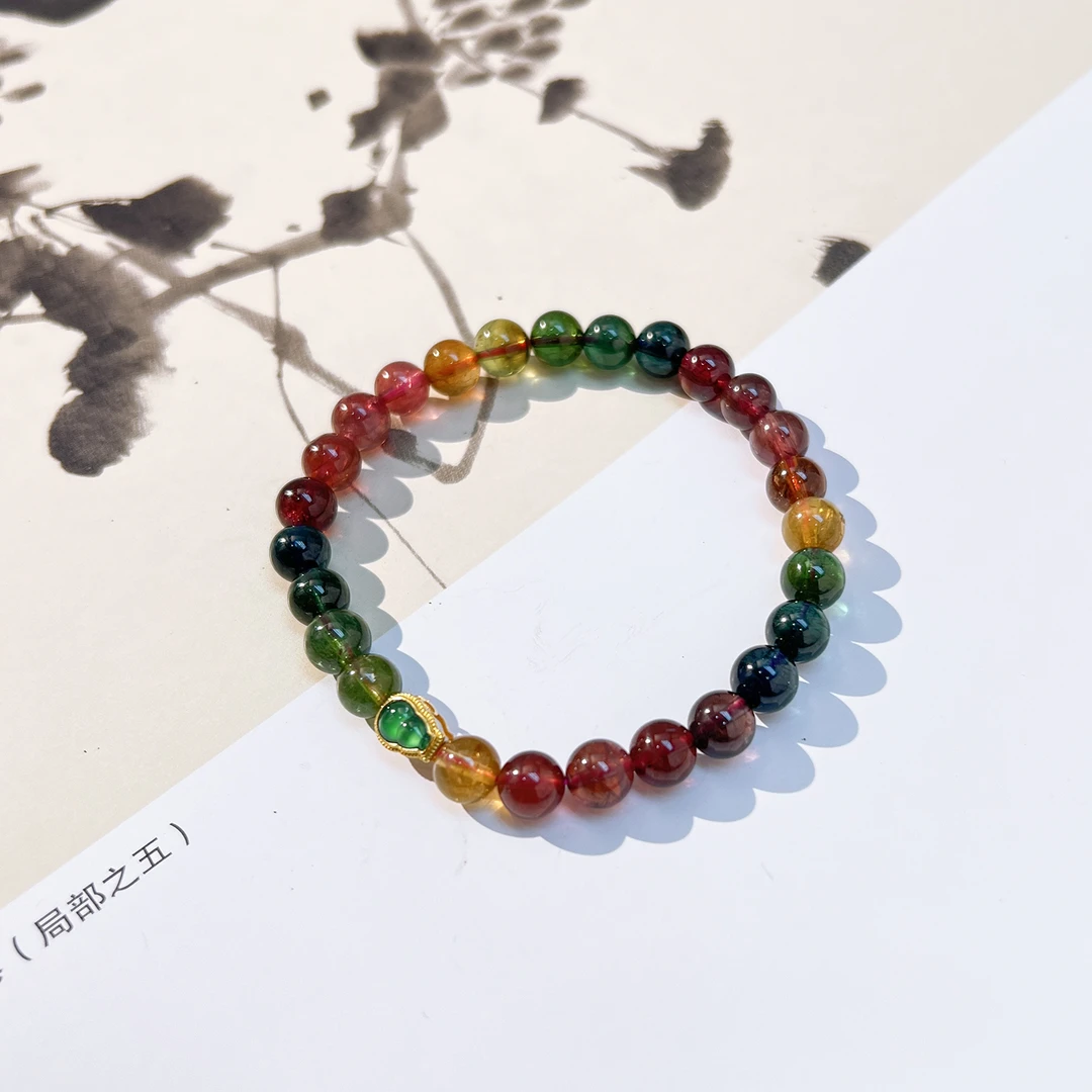 一了个卜【青黛】18k碧玺多宝翡翠手串7mm