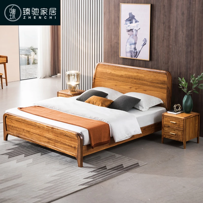 新款实木床现代中式乌金木1.5米1.8米双人床主卧室高箱储物婚床