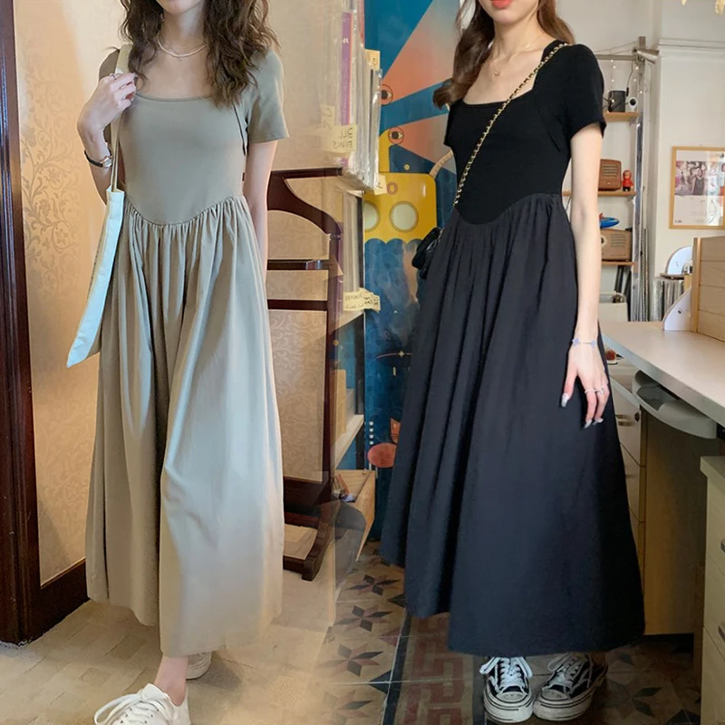 【又优专属】孕妇装新款方领设计感气质连衣裙夏季薄款韩系chic裙子