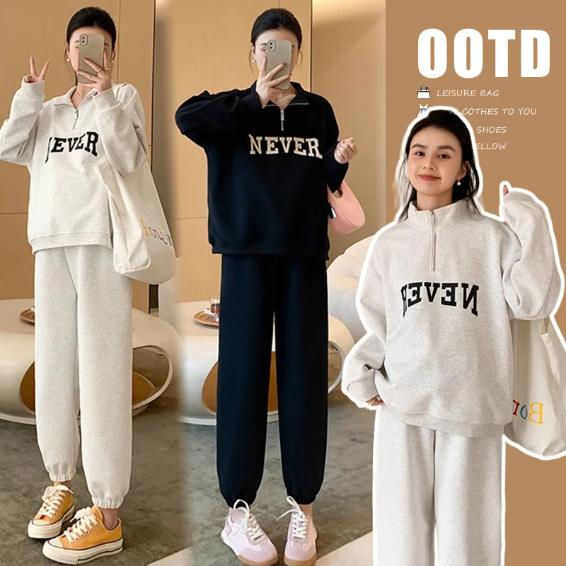 2025新款孕妇套装春季运动卫衣卫裤时尚外穿宽松套装潮妈