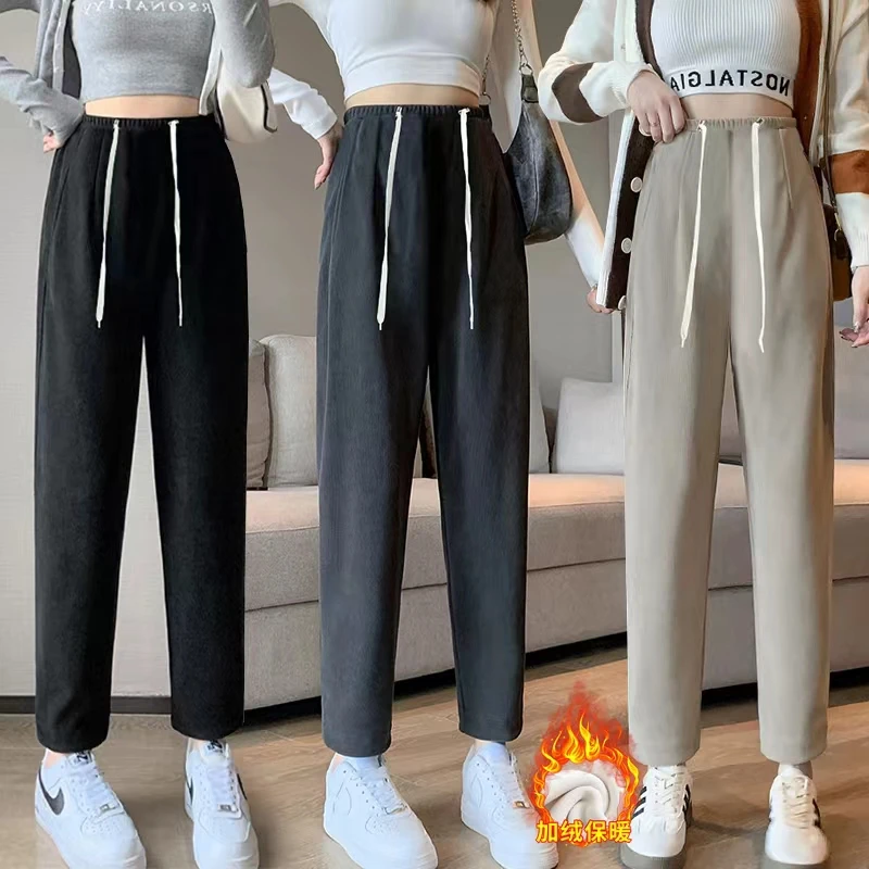 【贝贝】孕妇裤秋冬季新款加绒加厚时尚百搭抽绳孕妇裤潮妈休闲裤