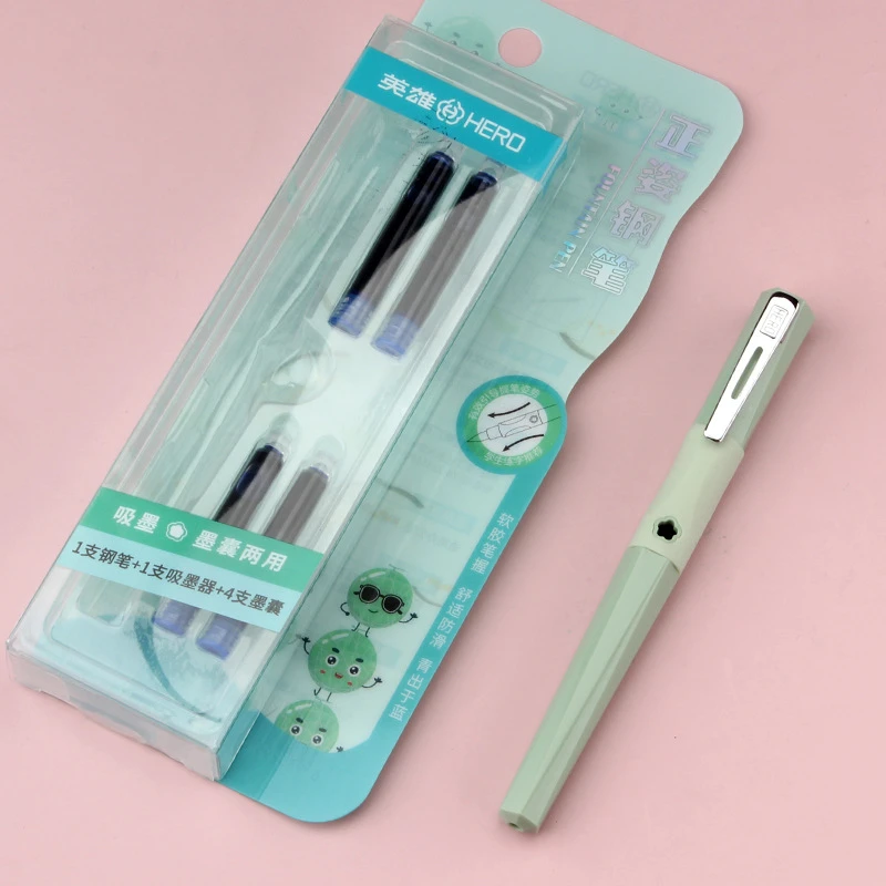 英雄钢笔正姿小学生用三年级儿童练字书法换墨囊树脂钢笔文具
