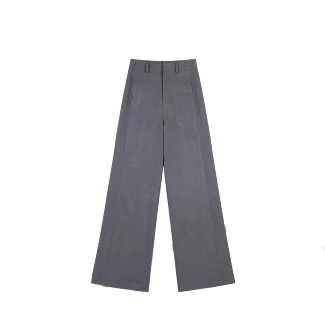 韩系轻奢百搭灰色西裤直筒显瘦长裤秋季新款