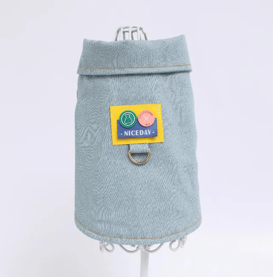 宠物可牵引牛仔马甲 泰迪 博美 比熊等小型犬通用