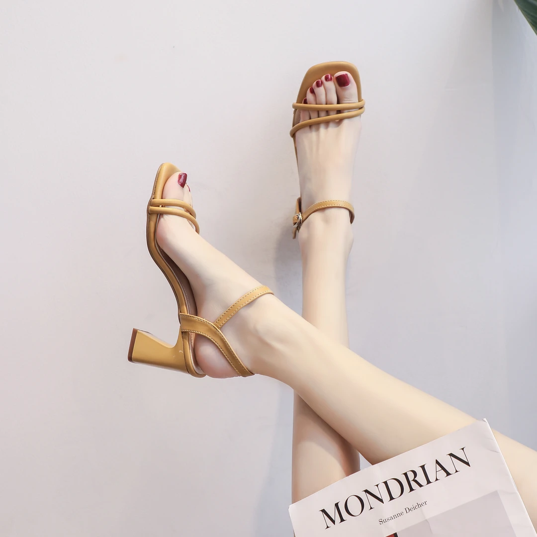 一字带凉鞋女2024年夏季新款百搭网红气质细跟防水台高跟鞋不累脚