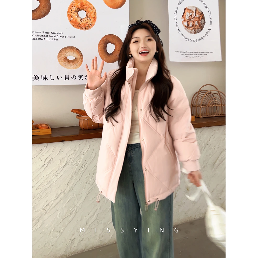 应小姐【云感小奶包】微胖大码显瘦韩版冬季保暖短款白鸭绒羽绒服