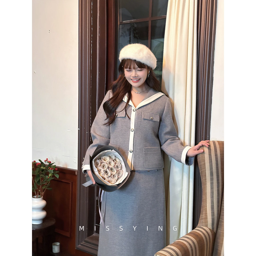 白漂亮的衣橱【奥利维亚】微胖大码韩系时尚显瘦高级风宽松简约套装