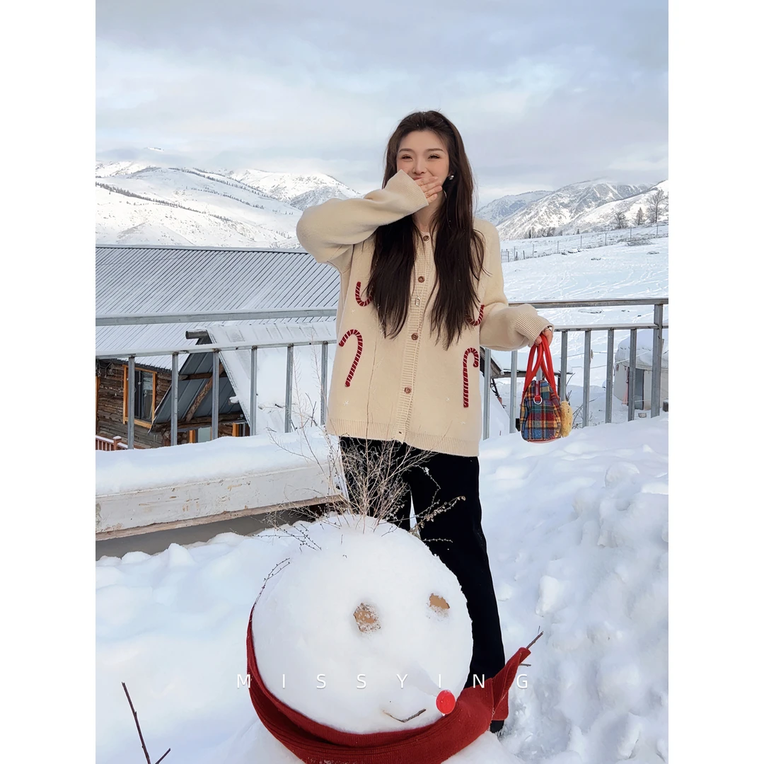 应小姐【圣诞结】微胖大码显瘦时尚宽松毛衣针织衫韩版内搭秋冬毛衣