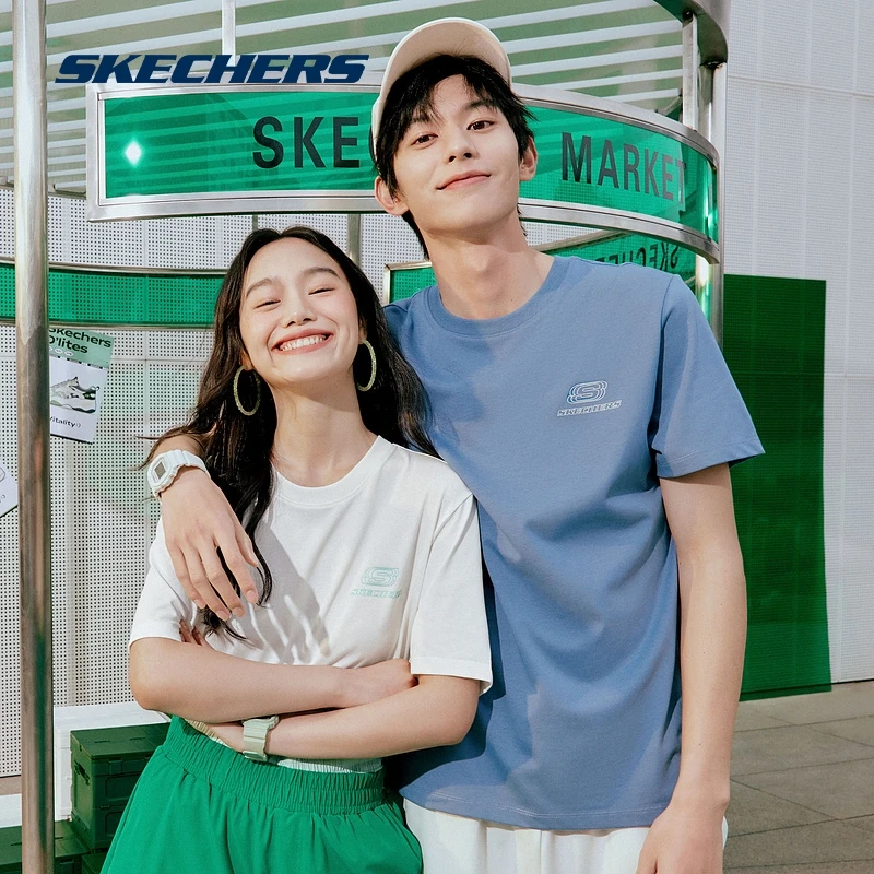 【斯凯奇】斯凯奇雪糕T恤男女款休闲短袖运动上衣L223U046 DB