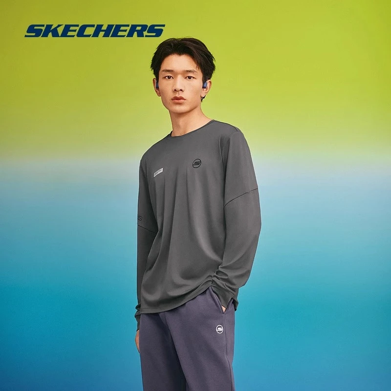 Skechers斯凯奇秋季男士运动卫衣圆领长袖透气舒适P424M031