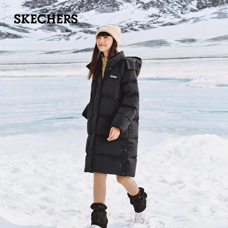 Skechers斯凯奇秋冬新款男女同款长款面包羽绒服保暖L424W203
