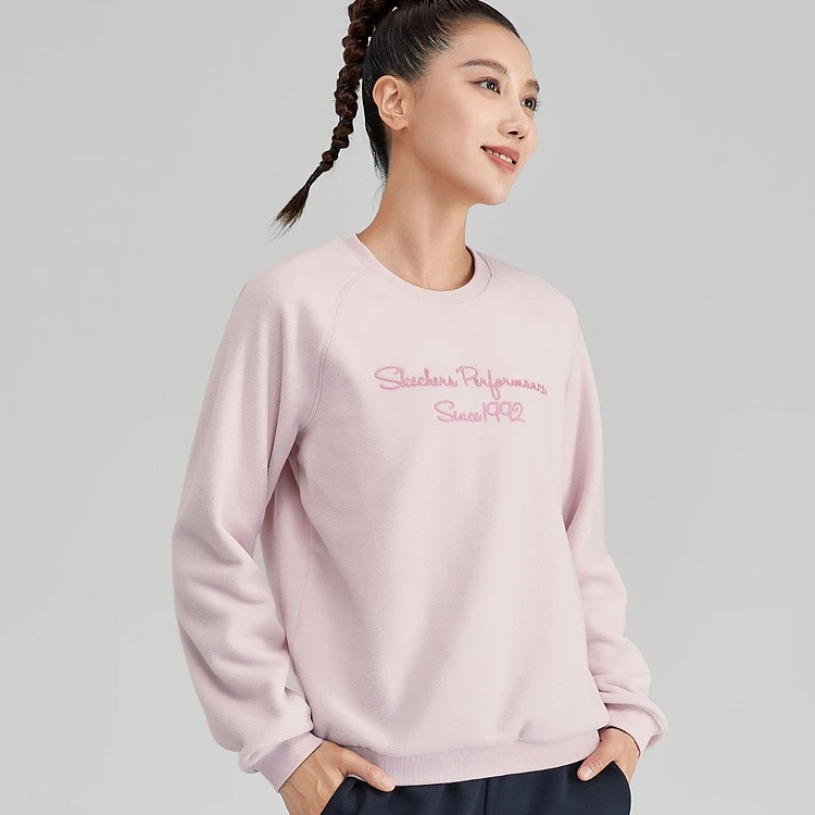 Skechers斯凯奇运动卫衣春秋季新款保暖套头针织圆领P423W072