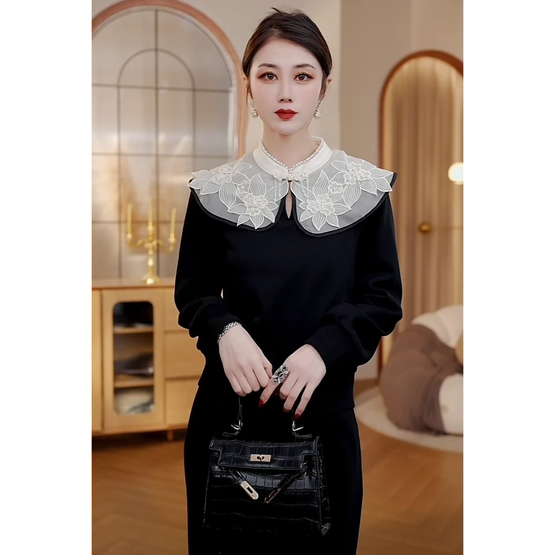 加绒版【CICI&GERTCOREL】深海奇缘假两件一体云肩套装CC244Z1148