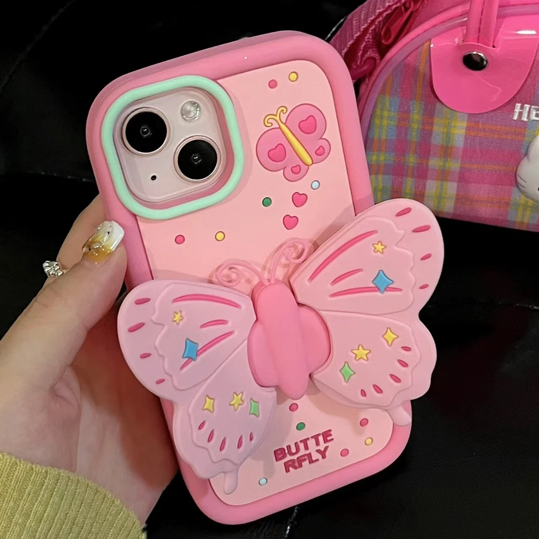 孙怡同款硅胶蝴蝶支架iPhone13promax手机壳14pro创意12个性x/xs