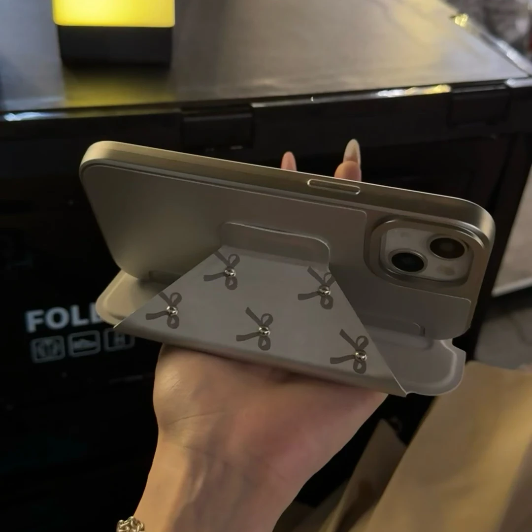iPad式翻盖折叠支架适用苹果15promax手机壳满屏蝴蝶结14promax软