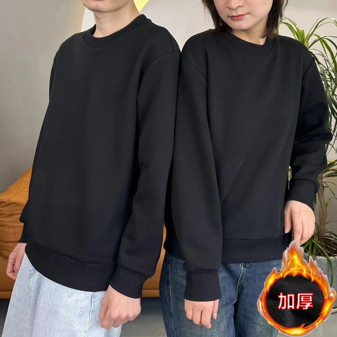 胡姐家2024秋冬季新款纯棉套头卫衣韩版宽松纯色长袖低圆领