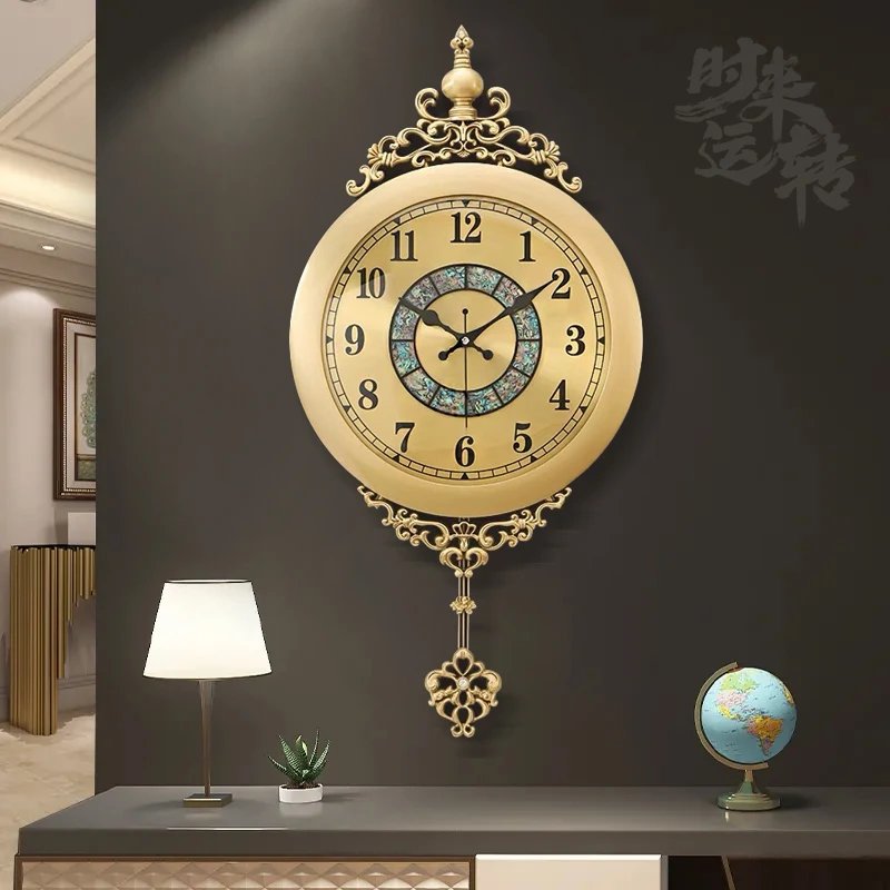 黄铜皇冠挂钟现代轻奢大气创意时尚客厅玄关餐厅装饰挂钟