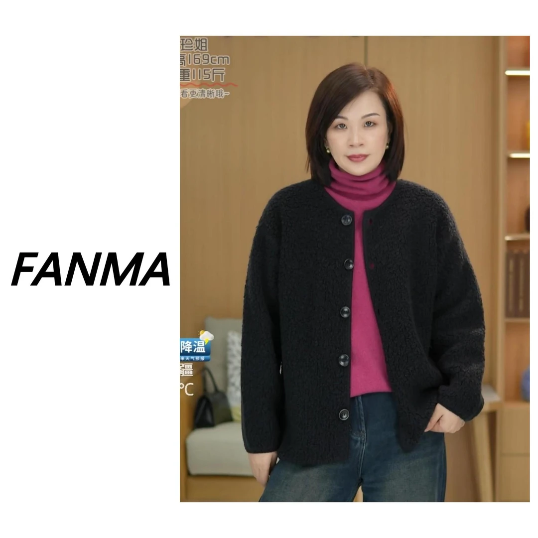 #颗粒纯羊毛大衣# 小香款圆领气质时尚百搭羊毛外套 F145-8822