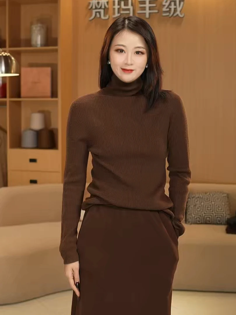 #堆堆领可机洗不起球# 全羊毛精纺纯色针织衫 F200-BN906