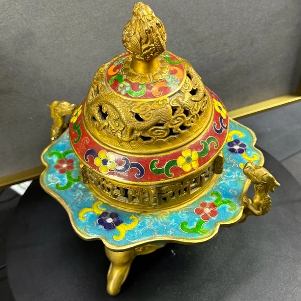 听雨轩Z 景泰蓝龙耳香薰炉Z柏69499