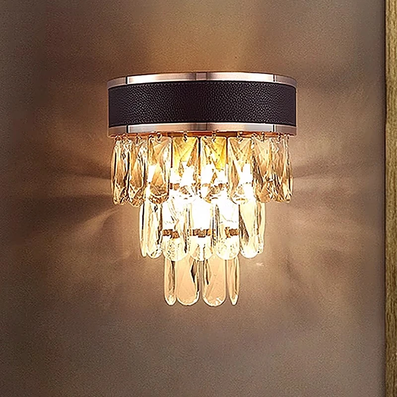 主卧室床头水晶壁灯豪华书房客房创意灯饰电视沙发背景墙高档壁灯