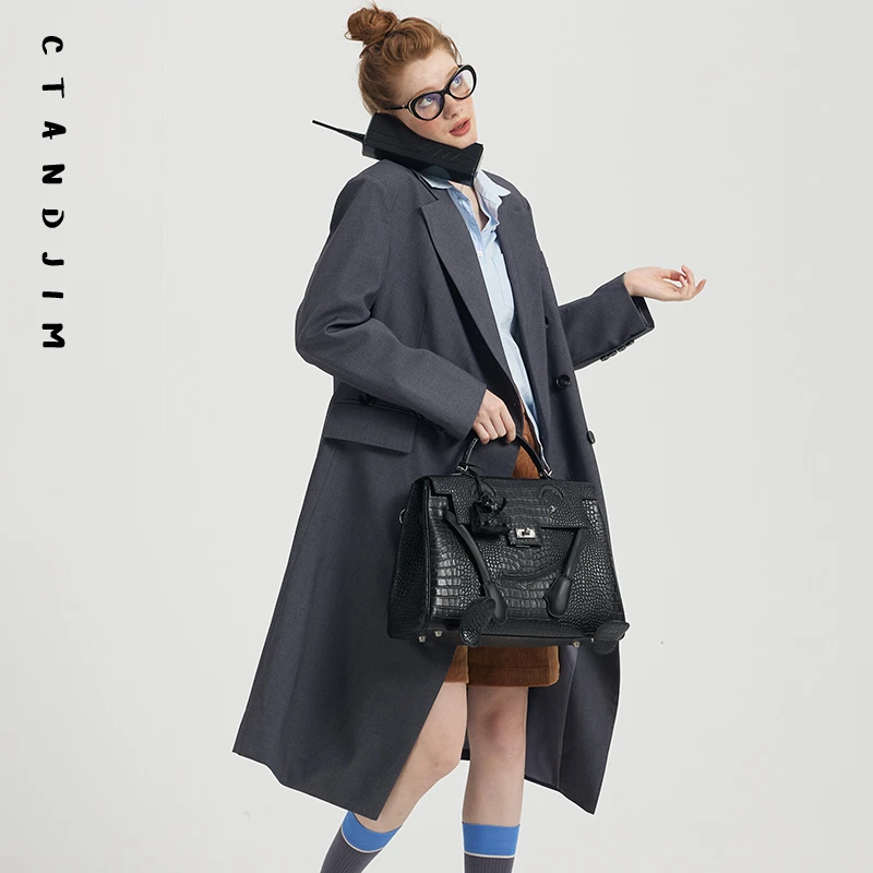 CTANDJIM 雾面牛皮鳄鱼纹大号plus版玩具包 小怪兽包 精刚五金