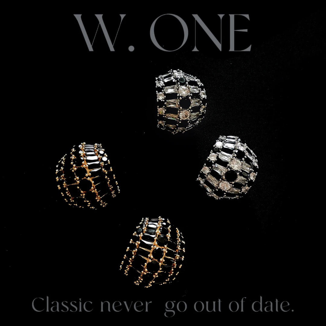 铜合金合成锆石耳饰 【W. ONE】原创设计嵌鸡尾酒耳环小众重工轻奢
