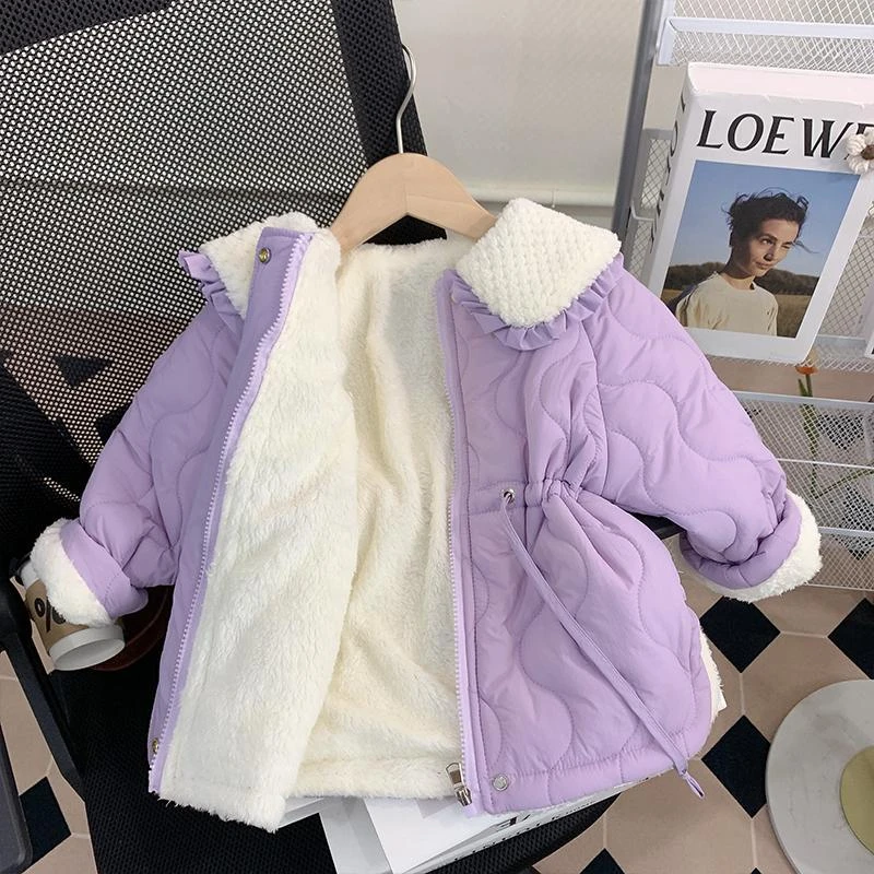 女童冬装服外套新款宝宝洋气袄加绒夹小童冬季儿童衣