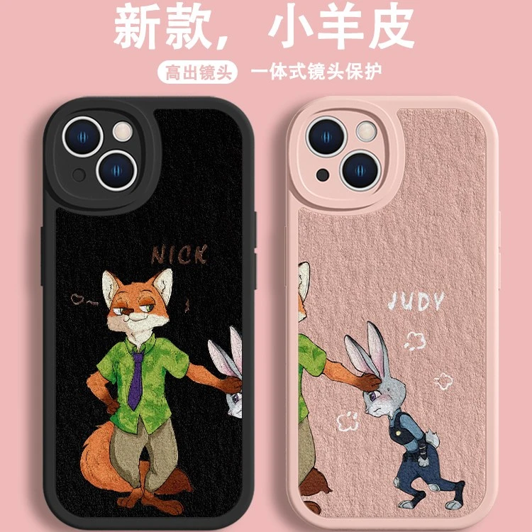 迪士尼适用苹果14promax手机壳华为情侣oppo粉色小米小羊皮软vivo