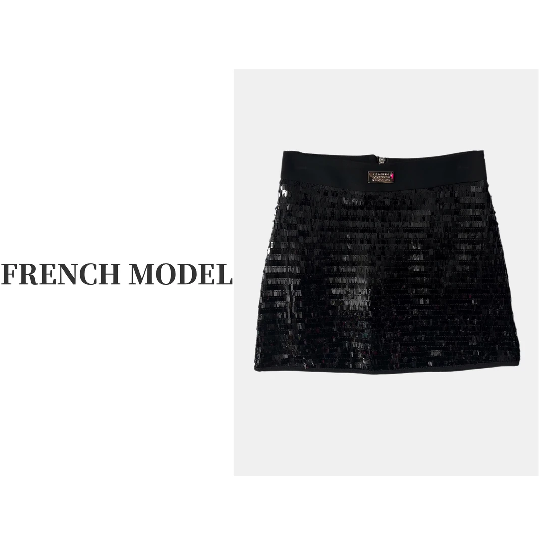 法模FRENCHMODEL 媛媛.时尚设计款亮片半身裙女装短裙 414S294034