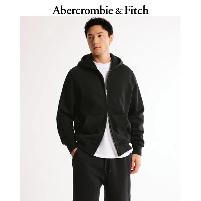 AF经典小麋鹿图案男装24春秋美式复古抓绒重磅卫衣外套122-4275