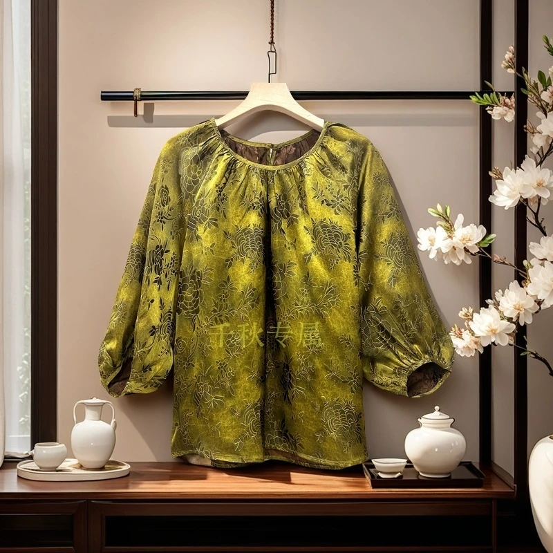 【千秋专属】182民族风上衣2024气质新中式复古圆领提花重工