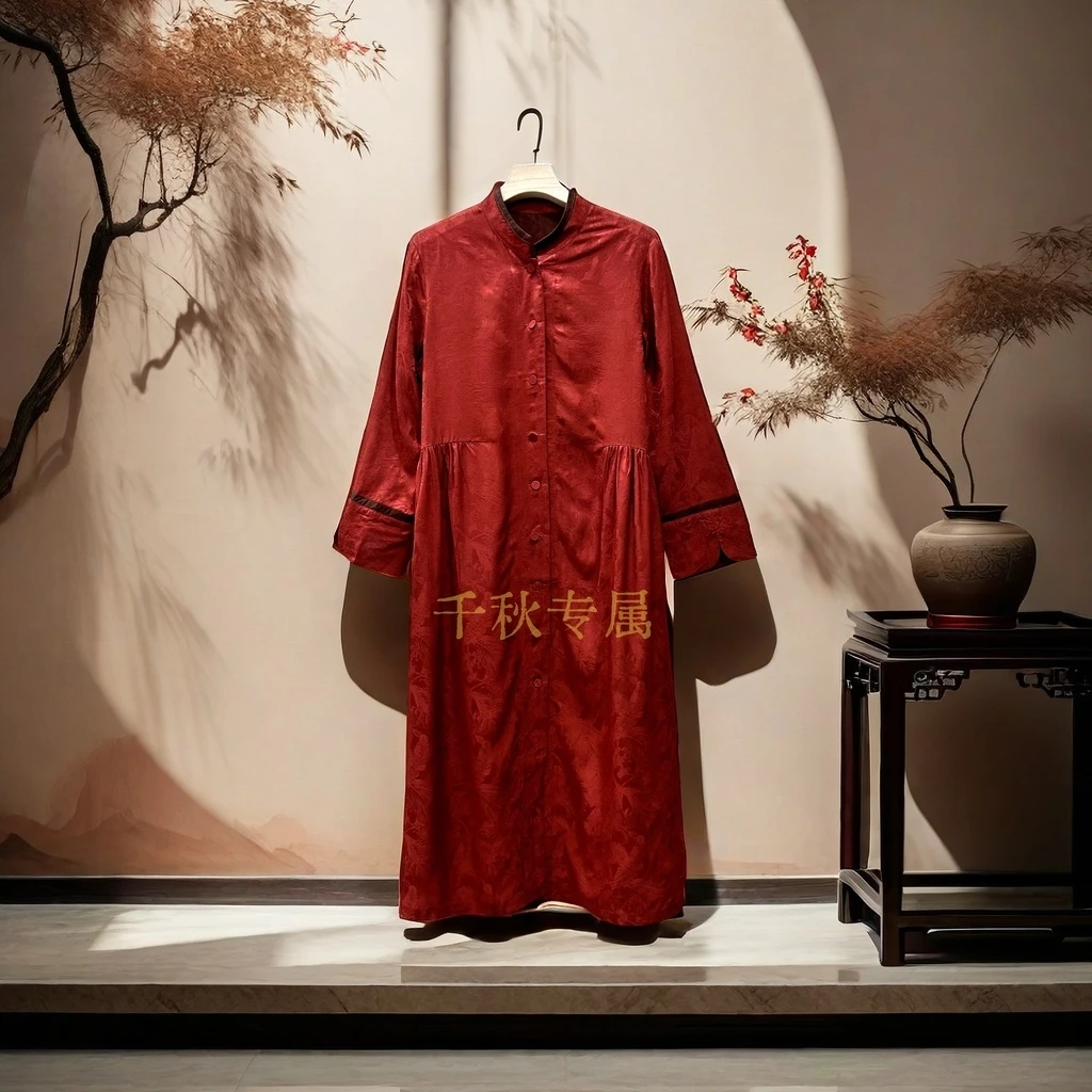 【千秋专属】111中式连衣裙2024气质中长款中国风设计师宽松复古