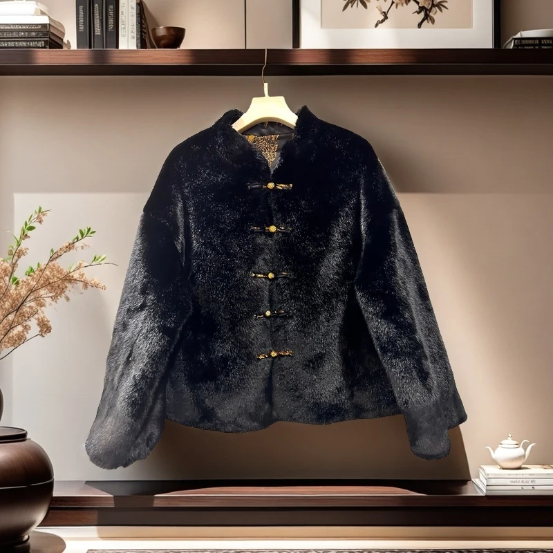 【千秋专属】200双面穿中国风棉服2024复古中式加厚秋冬印花