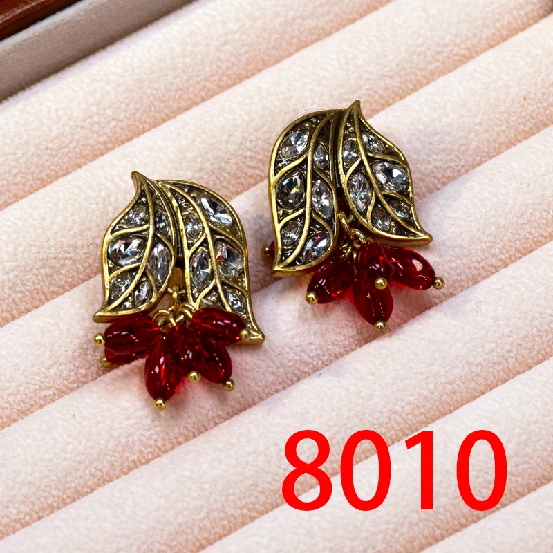 铜合金耳饰 百搭耳饰精致时尚轻奢彩色气质金色简约优雅耳钉8010E