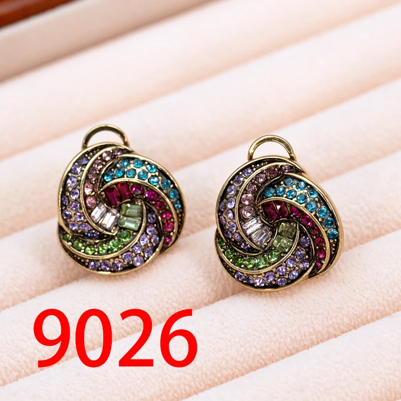 铜合金耳饰 百搭耳饰时尚气质轻奢个性彩色镶钻简约设计耳钉9026E