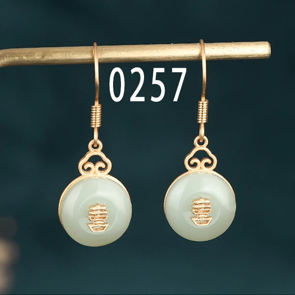 铜合金耳饰 0257E气质时尚百搭复古镶嵌银镀女款轻奢气质时尚百搭