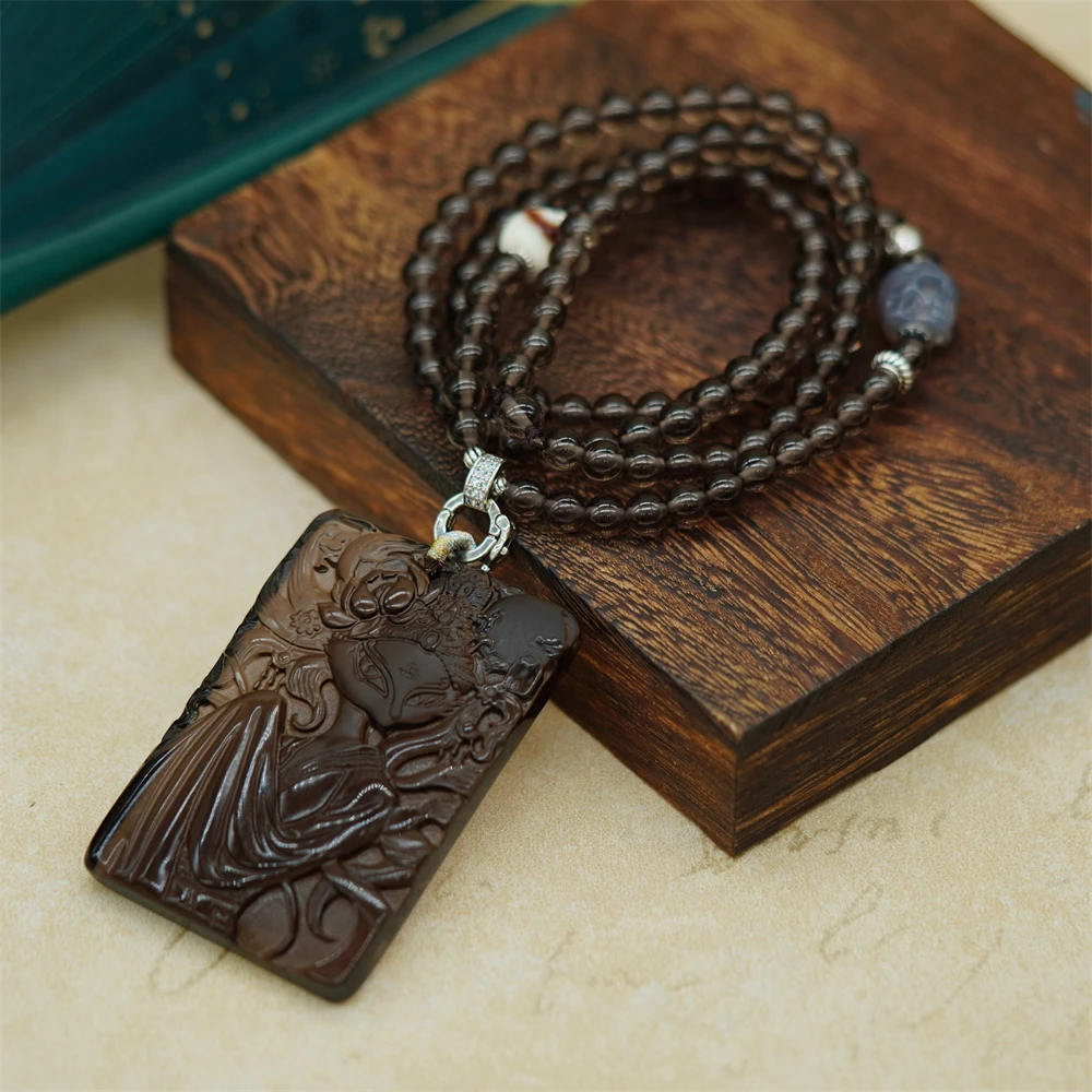 【冰曜悦狐】  原创设计款定制版悦狐牌黑曜岩项坠项链（多样性发一）