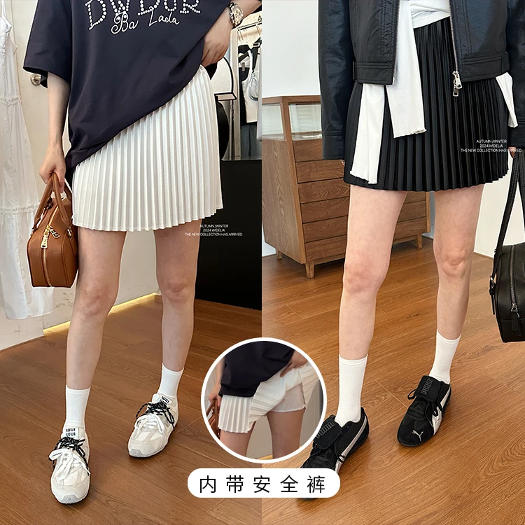 widelia2025夏季韩版学院风百褶裙减龄百搭A字裙半身裙短裙8088