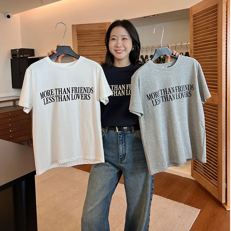 widelia陈姬儿秋季韩系英文字母短袖T恤女百搭圆领休闲上衣9002