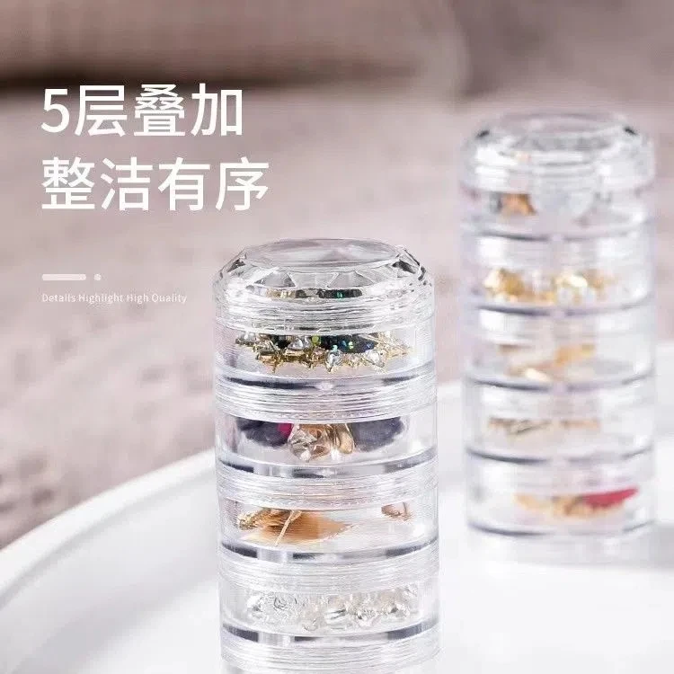【亏本卖】迷你随身5连药盒首饰盒圆形分格收纳盒透明简约便携