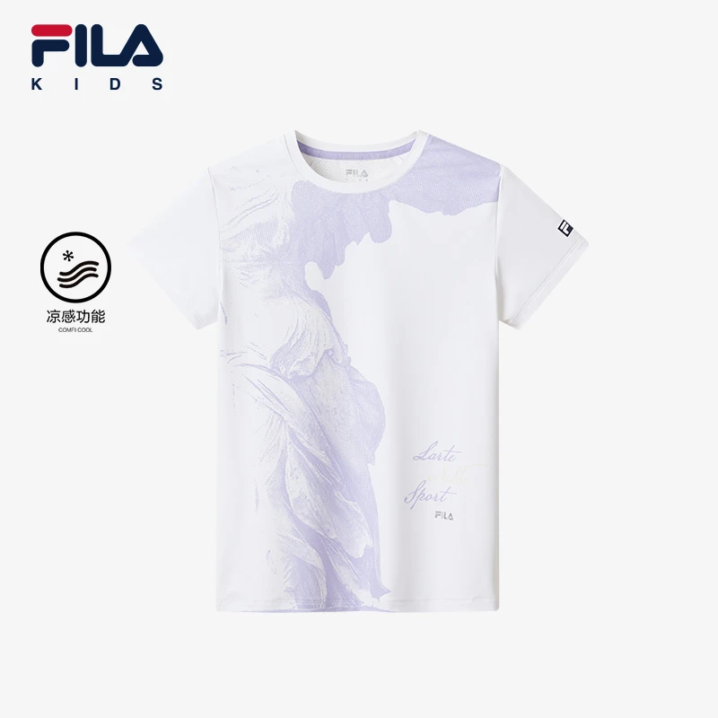 FILA斐乐儿童24年春夏中大童时尚运动舒适短袖圆领T恤K12G423141F