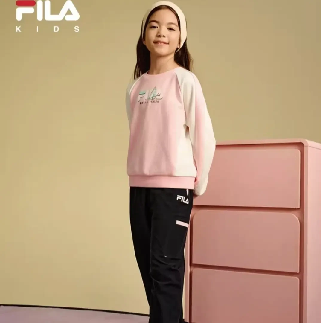 FILA斐乐儿童休闲卫衣童装2025年春季新款女卫衣潮K12G511202F