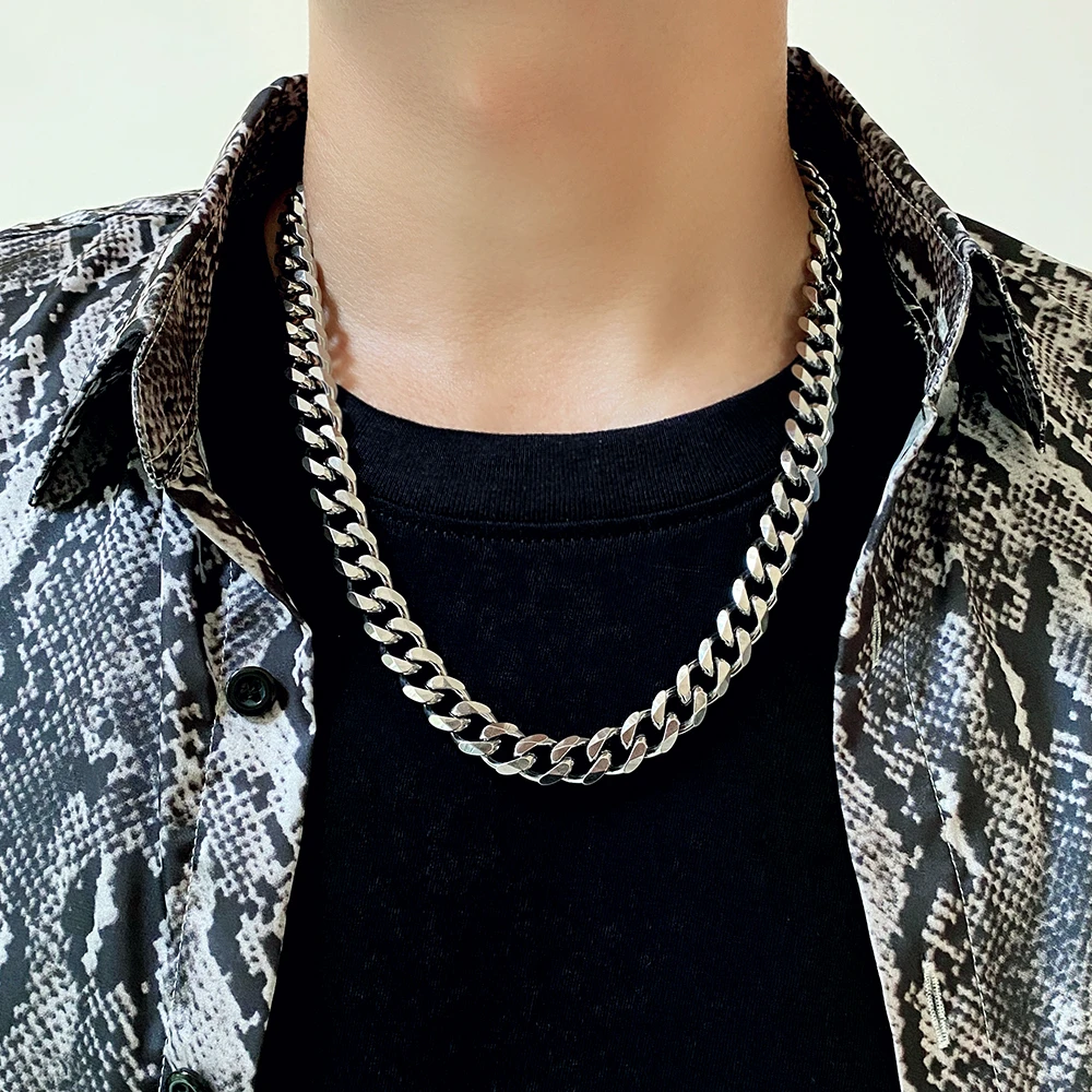 钛钢项链 欧美古巴hiphop男女潮款ins嘻哈朋克古巴链配饰街头粗款